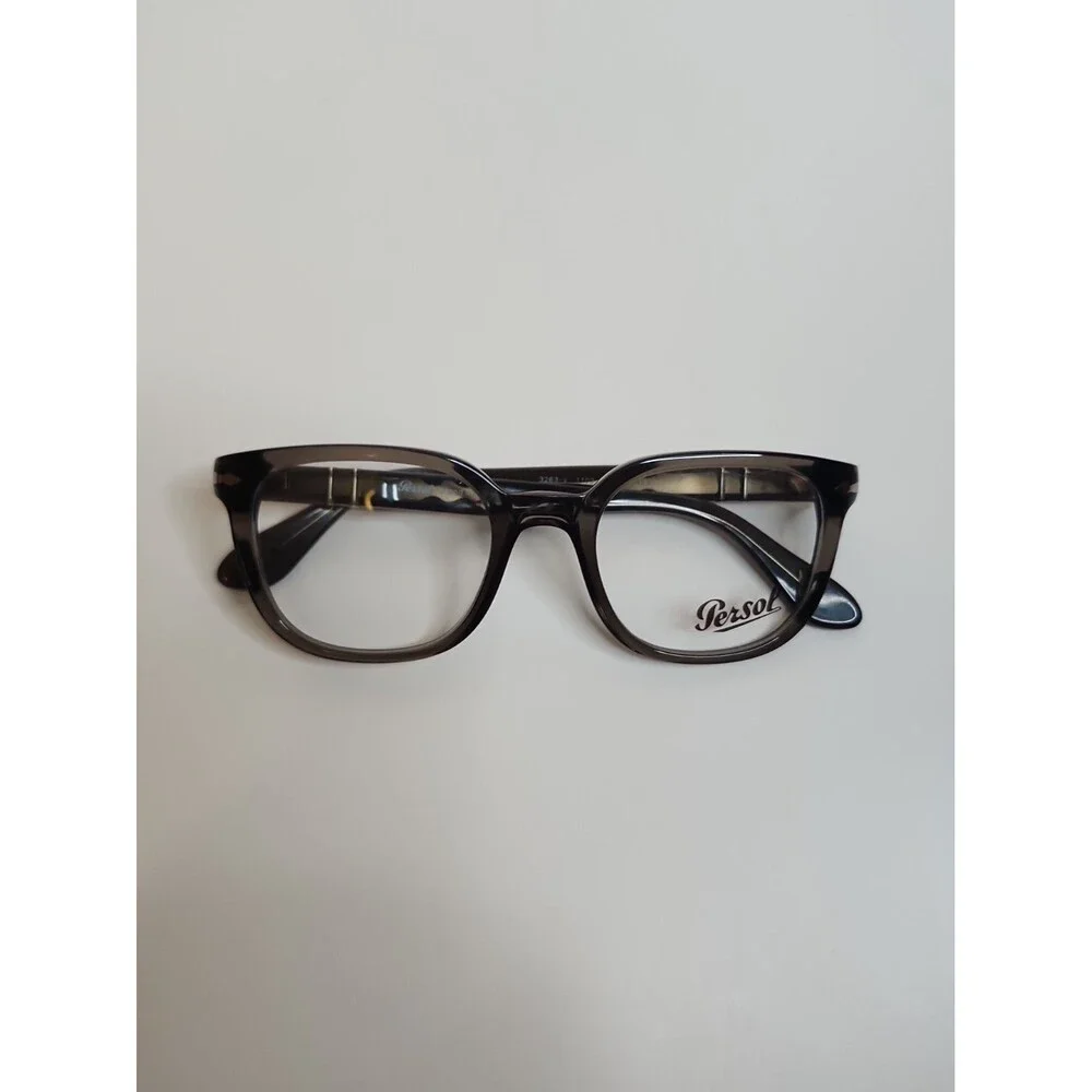 Persol 0PO 3263V 1103 Gray/Clear Round Men's Eyeglasses 50-21-145 w/ Case